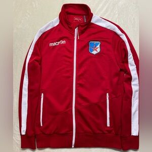 Macron Red Full Zip Track Jacket Men’s Large Soccer Football Warm-Up Jacket